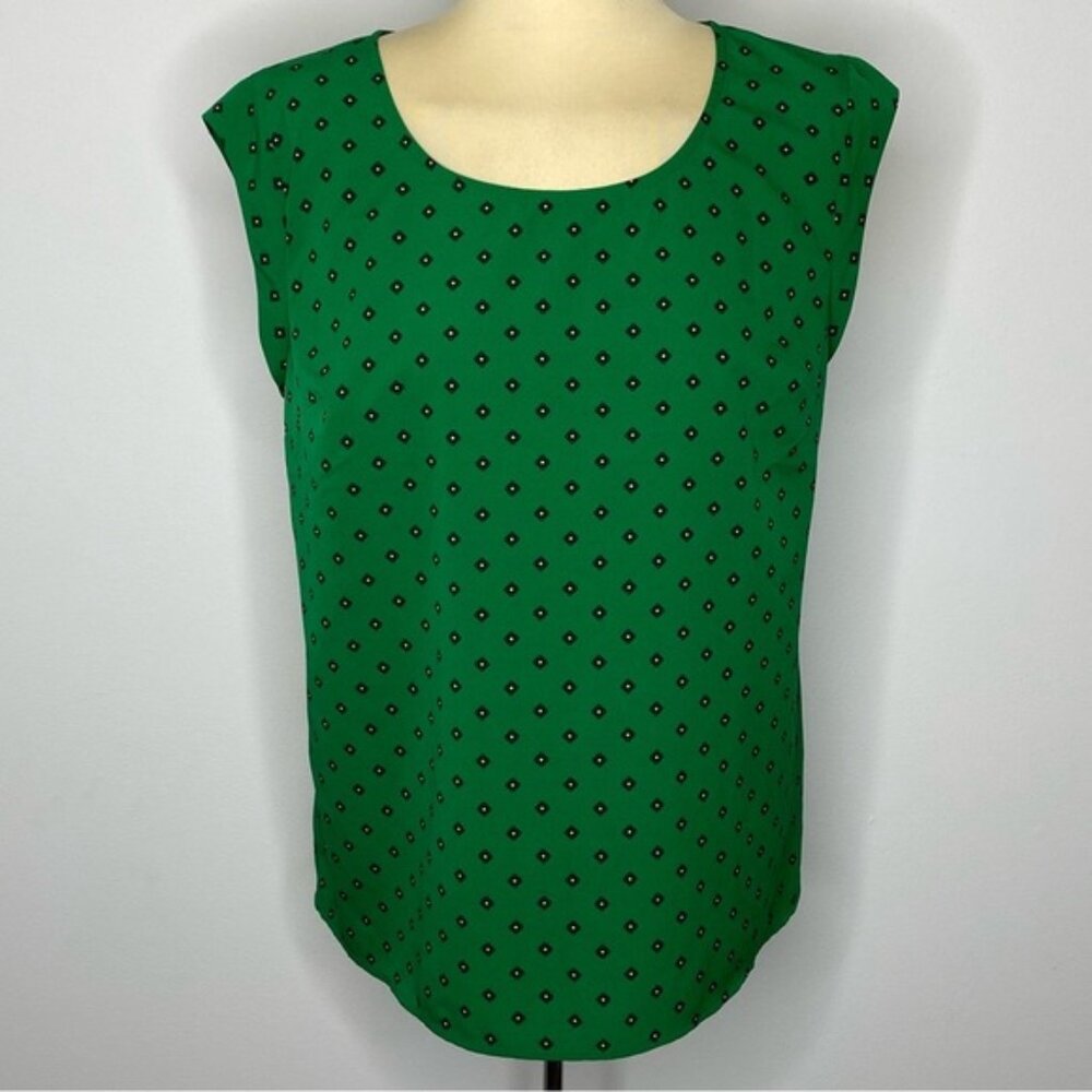 Merona Green Blue Medallion Print Short Sleeve Blouse